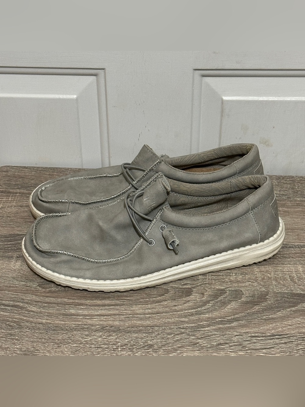 Hey Dude Men's Wally Recycled Leather Grey . SIZE 13 Light Grey Euro 46